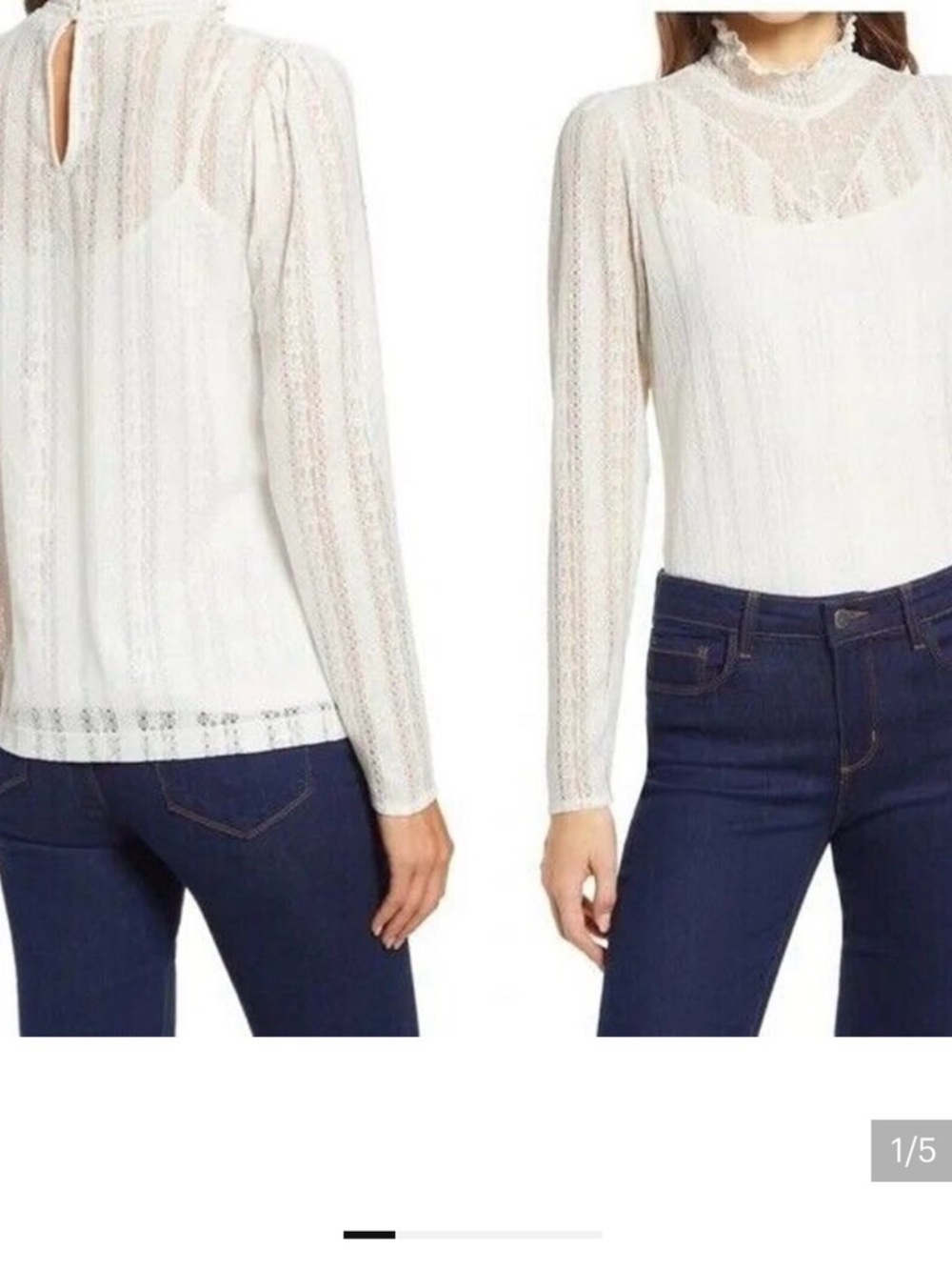 Halogen lace mock neck long sleeve blouse small NWT